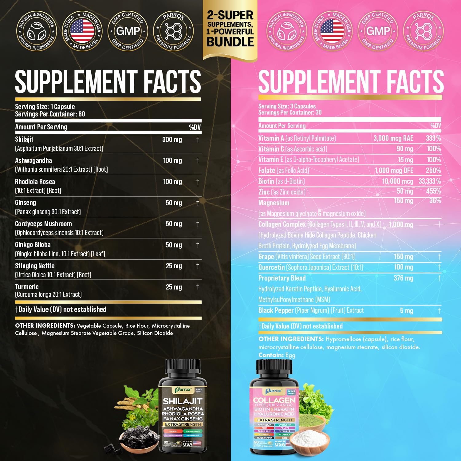 Parrox adaptogen turmeric-cordyceps capsules for energy and focus