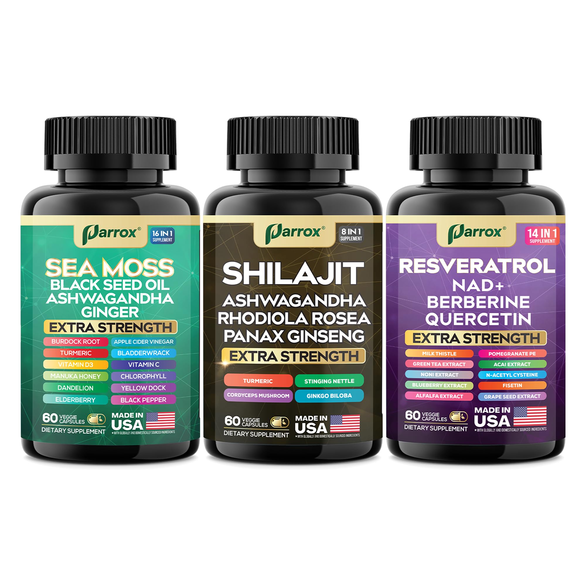 Parrox sea moss jar surrounded by herbs signaling natural balance