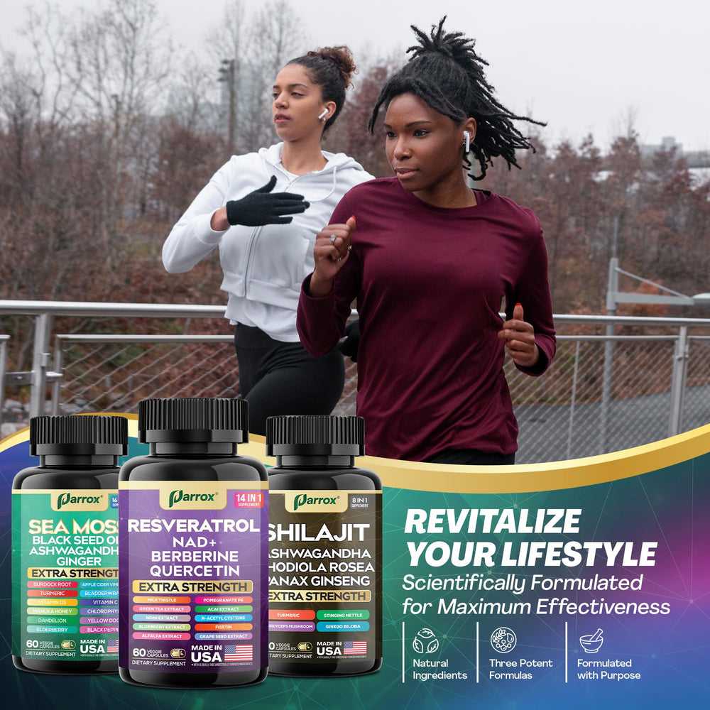 Parrox packaging and bottles arranged for a simple rotation-friendly daily ritual