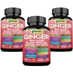 Parrox Ginger 16-in-1 bottle with capsules for daily wellness support.