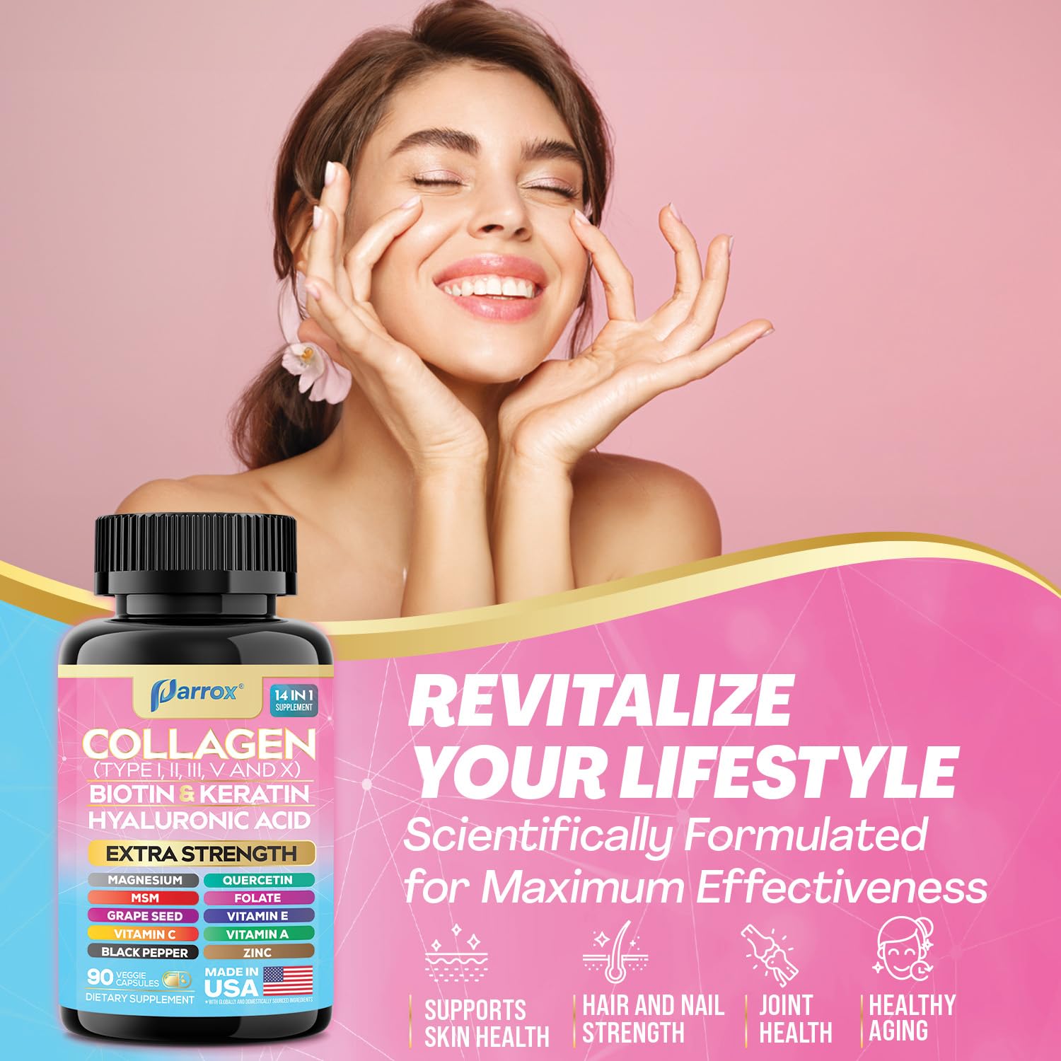 Parrox capsules in daily routine scene featuring vitamins and minerals