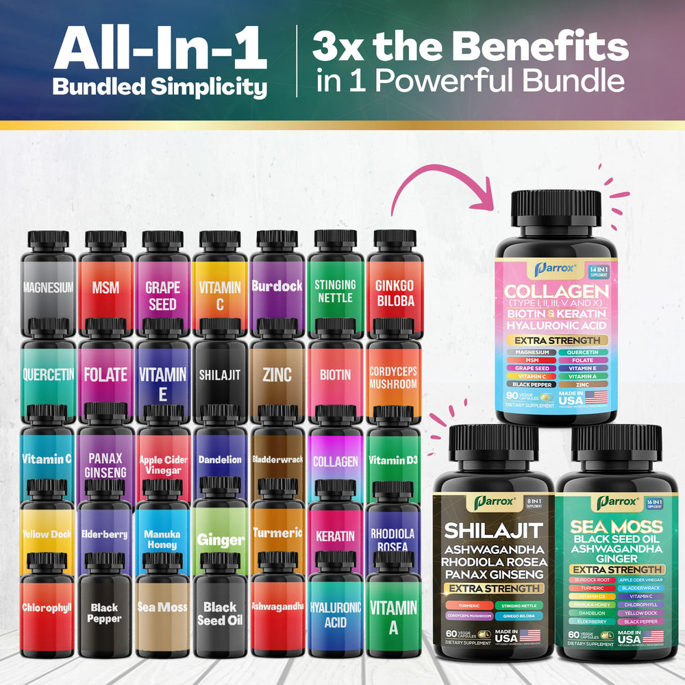 Parrox Clean-Label bottle highlights transparent, additive-free capsules.