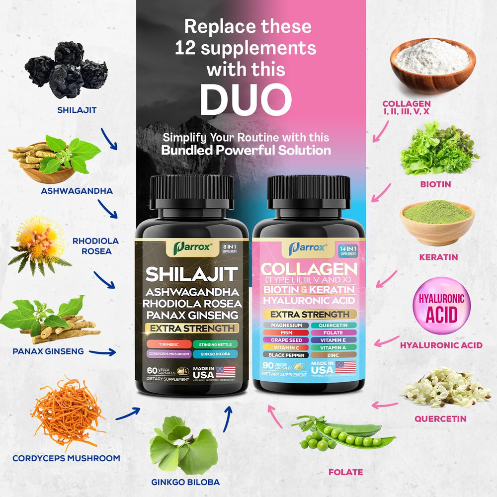 Parrox collagen-14-in-1 hyaluronic acid capsules for skin support