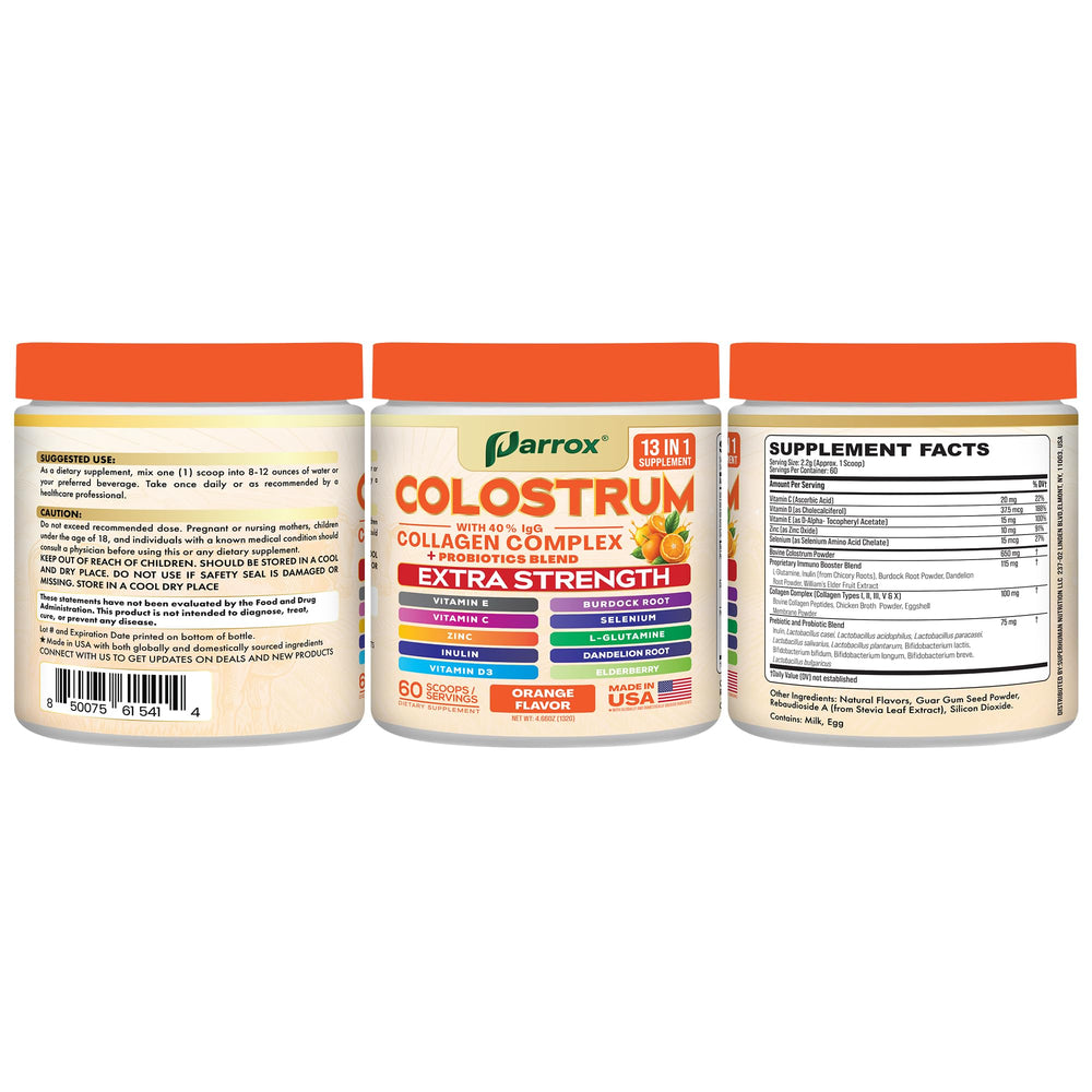 Parrox Colostrum Powder features elderberry and inulin for variety