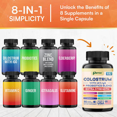Parrox probiotics blend illustration showing gut-supporting benefits.