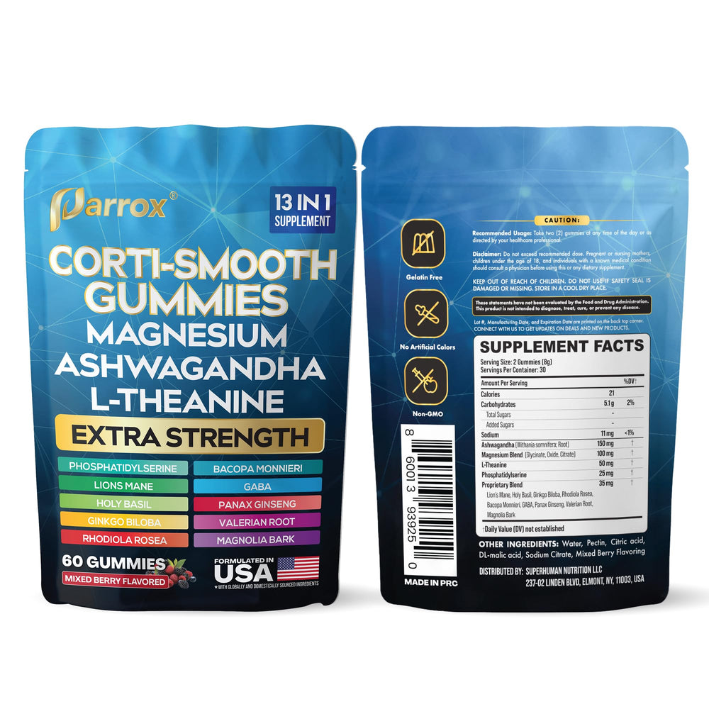 Parrox Corti-Smooth berry flavor gummies close-up.