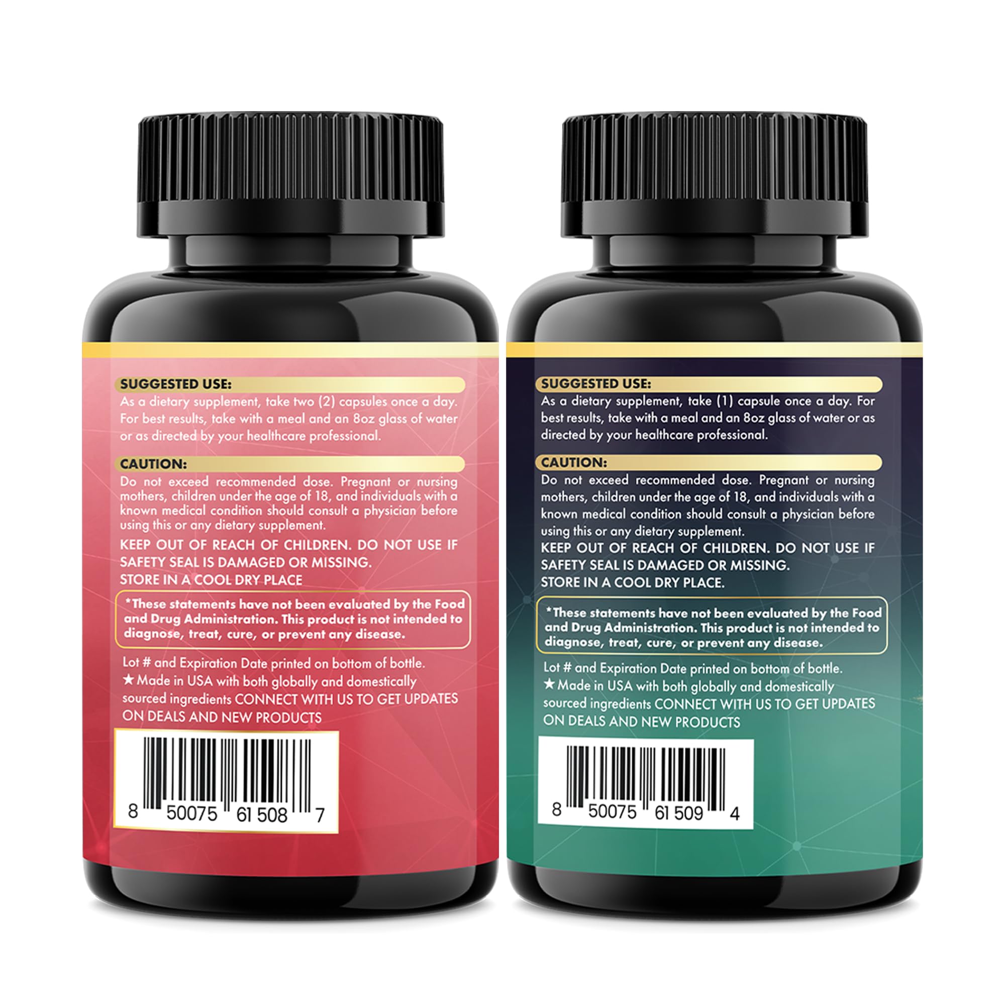 Parrox ginger and Rhodiola capsules shown together for holistic support.