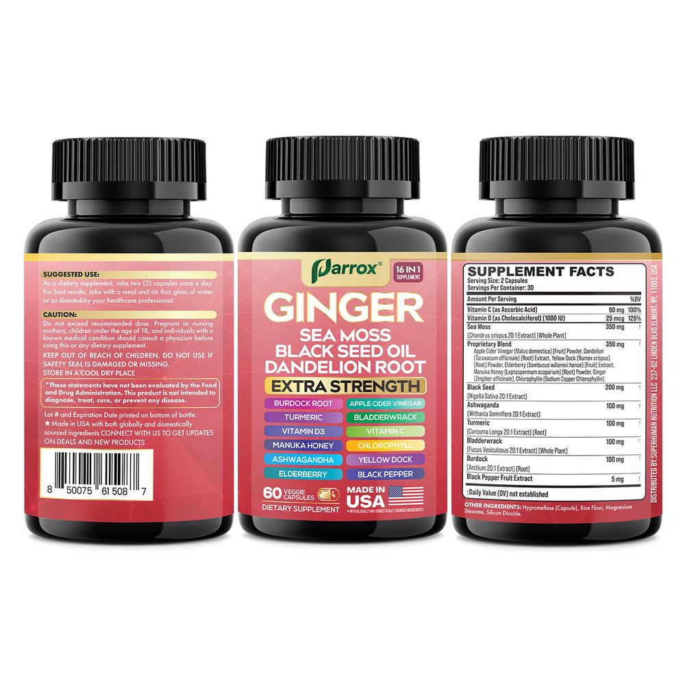 Parrox Ginger 16-in-1 box display ready for daily wellness exploration.