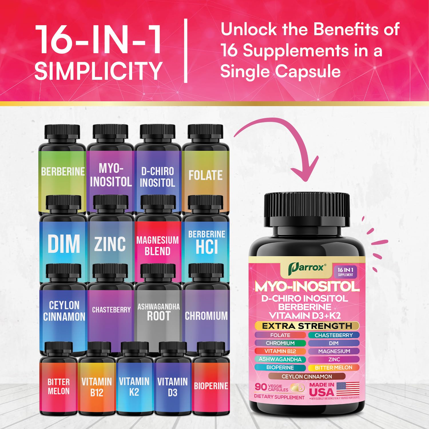 On-the-go serving of Parrox Myo Inositol with glass of water