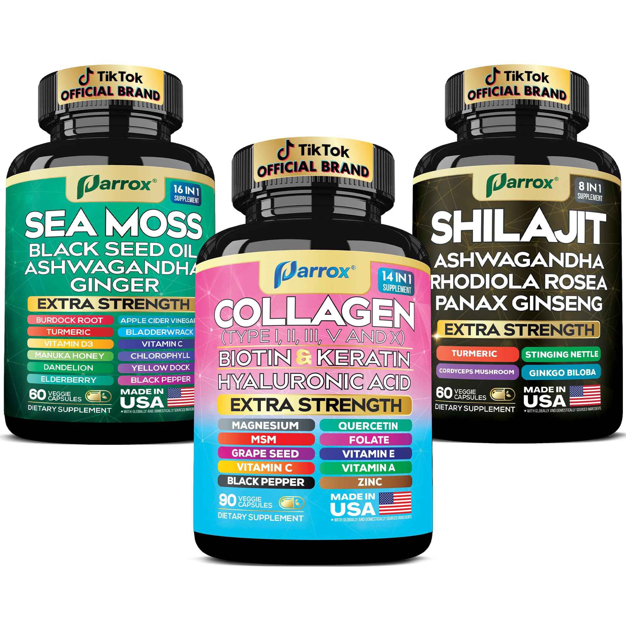 Parrox Sea Moss 16-in-1 Elderberry bottle supports daily vitality and balance.
