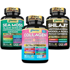 Parrox Sea Moss 16-in-1 Elderberry bottle supports daily vitality and balance.