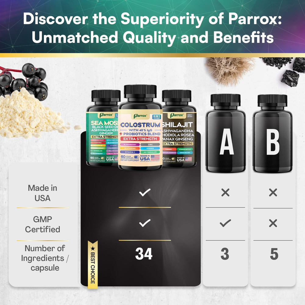 Parrox Sea Moss mineral-rich complex with Bladderwrack and Turmeric for cellular support