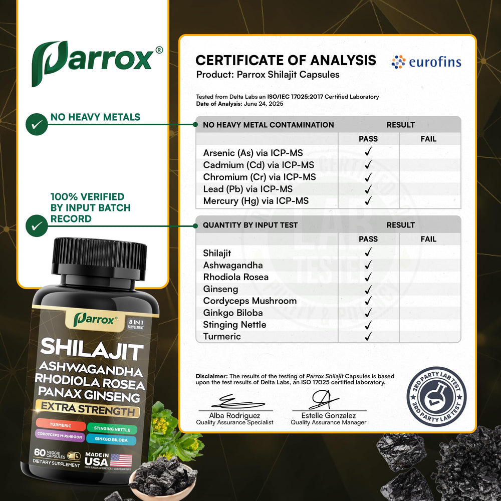 Parrox Shilajit 8in1 turmeric and herbal blend close-up for joint comfort support.