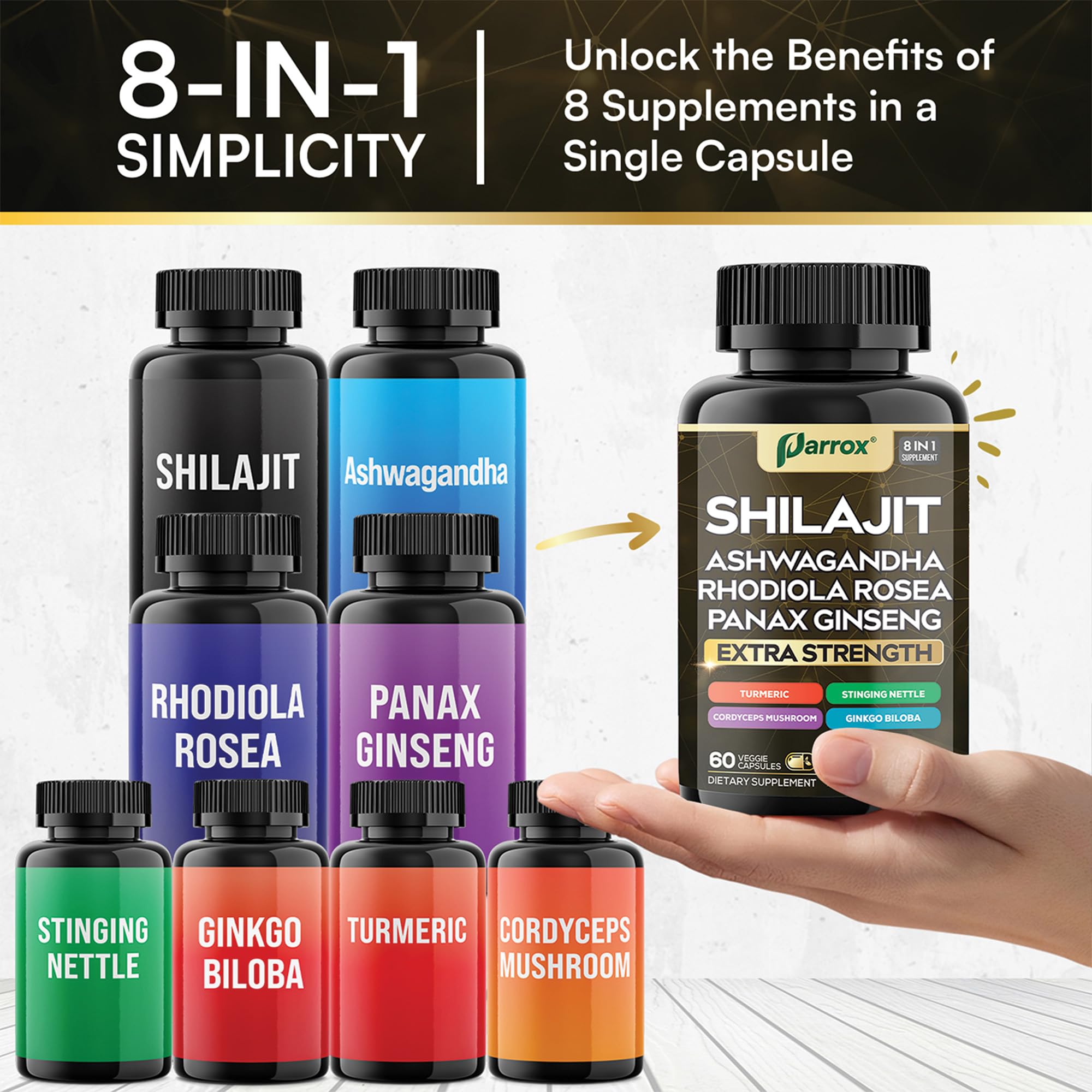 Parrox Shilajit capsules with water for simple daily ritual