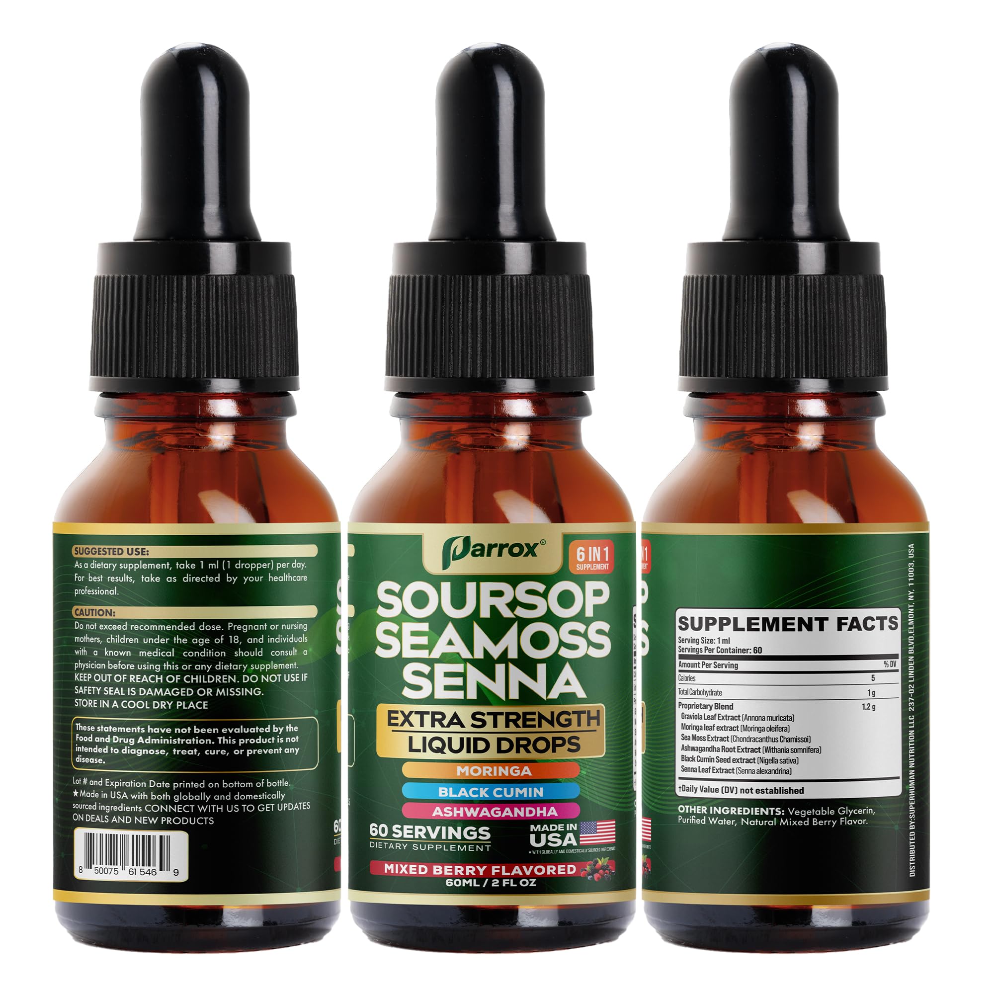 Parrox Soursop Seamoss Senna bottle in daily use setup for easy supplementation.