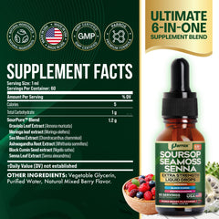 Parrox Soursop Seamoss Senna liquid drops with precise dropper for accurate servings.