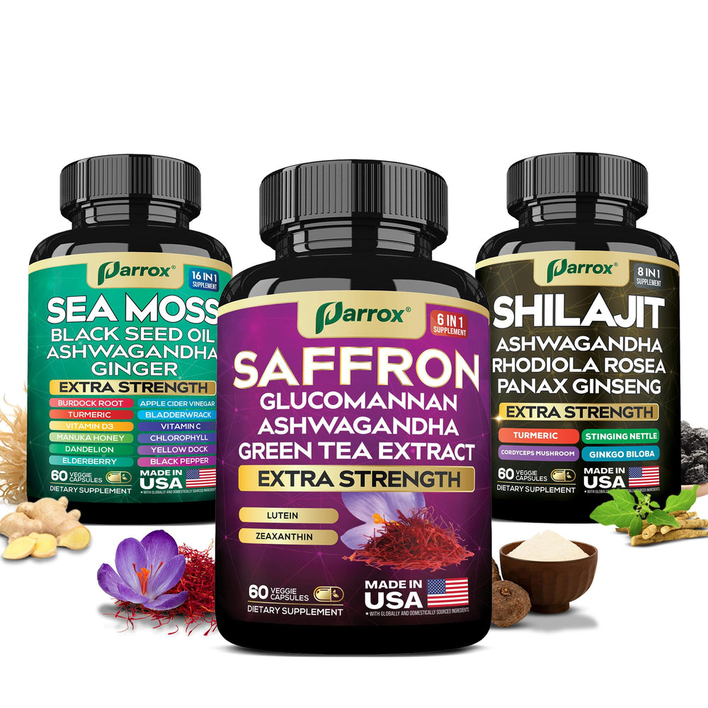 Parrox Vision Vitality Trio bottle front for daily energy and immune wellness support.