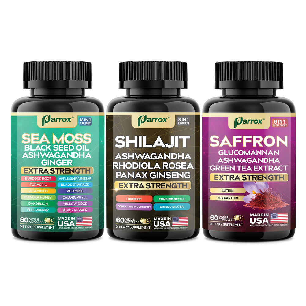 Parrox Vision Vitality Trio dietary supplements ready for daily use.