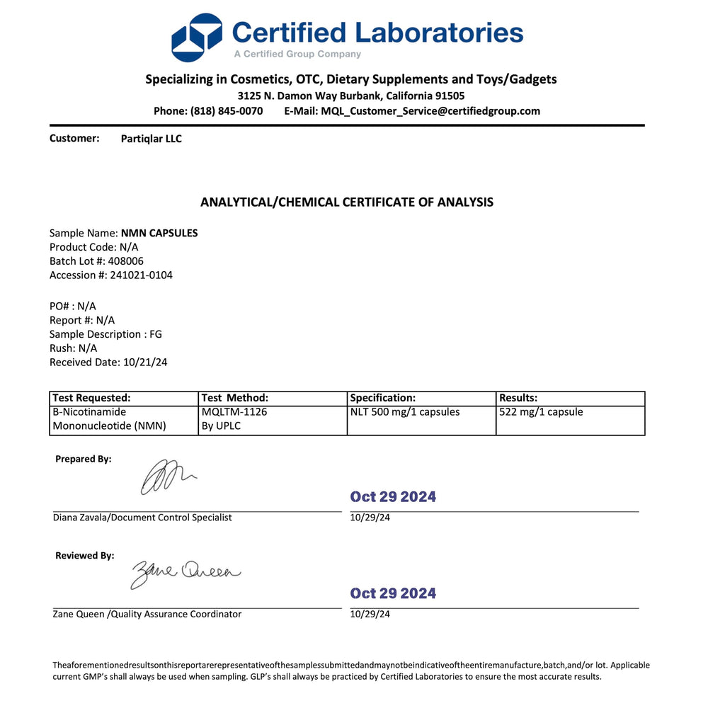 PartiQlar NMN 60-day supply packaging for convenient supplementation