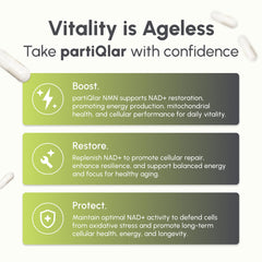PartiQlar NMN purity and quality control label highlighting tested standards