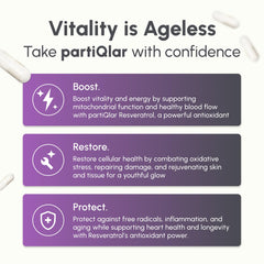 PartiQlar capsules close-up showing 98% purity and vegan formulation