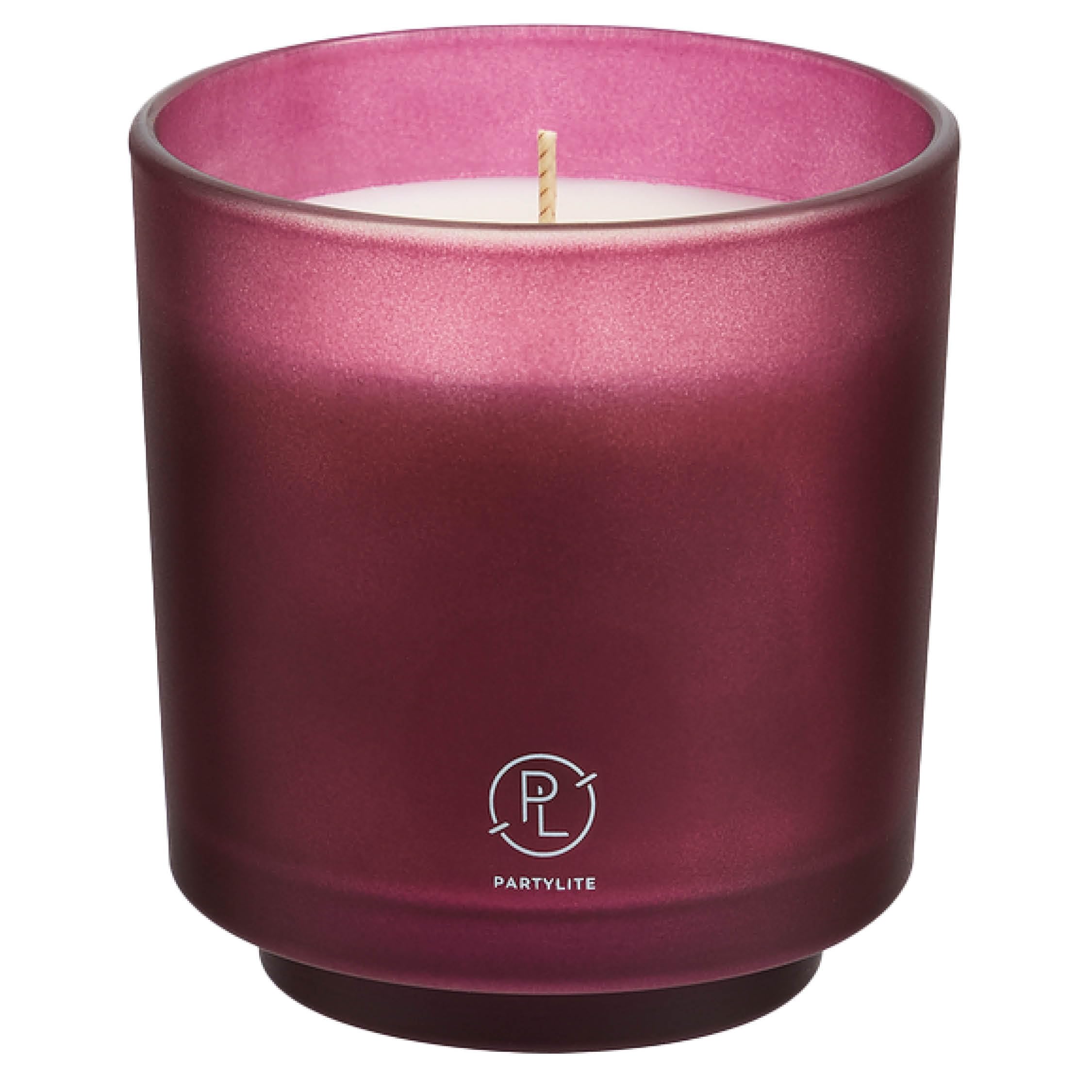 PartyLite Black currant aroma notes enhance living room ambiance.