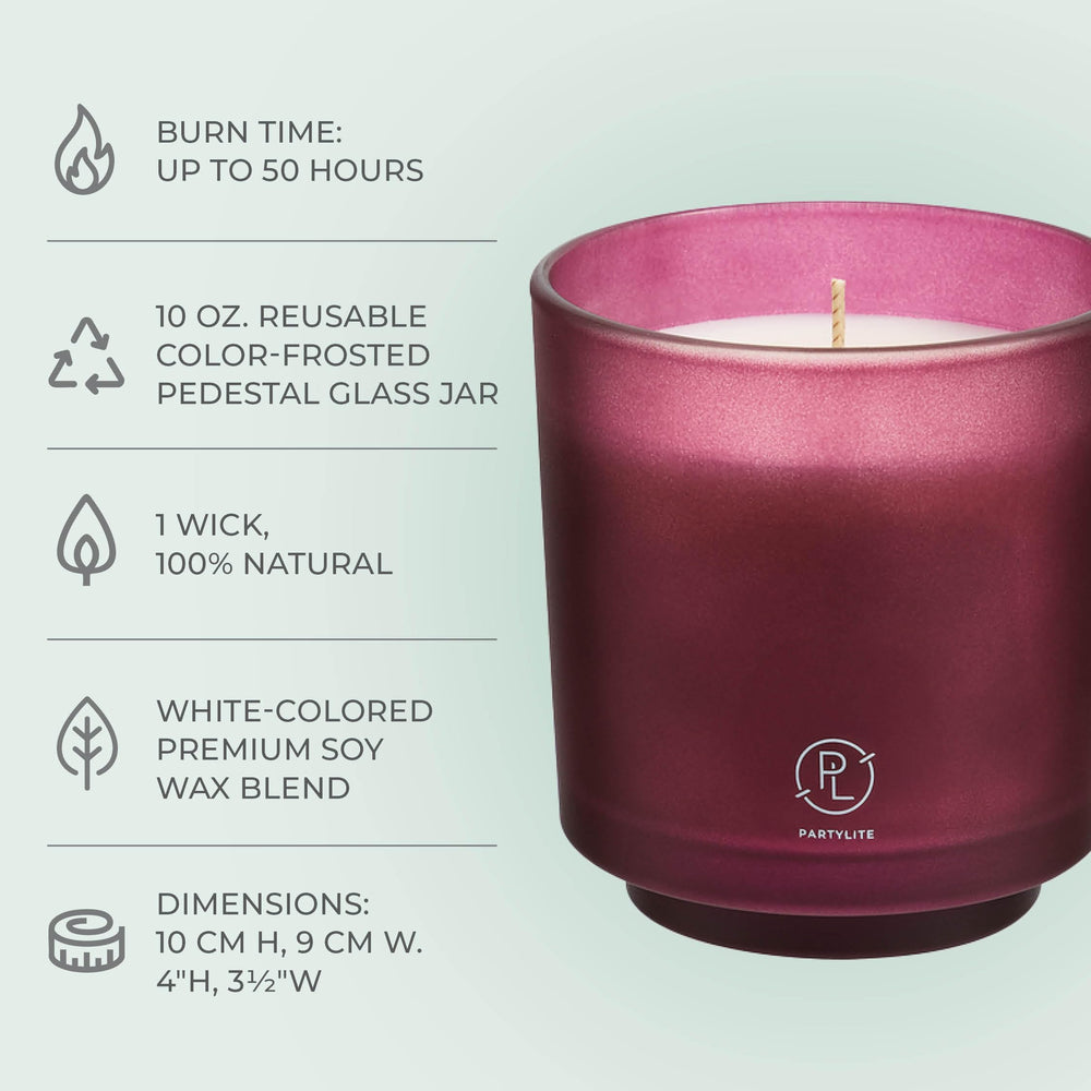 PartyLite Refillable pedestal glass jar blends style and sustainability.