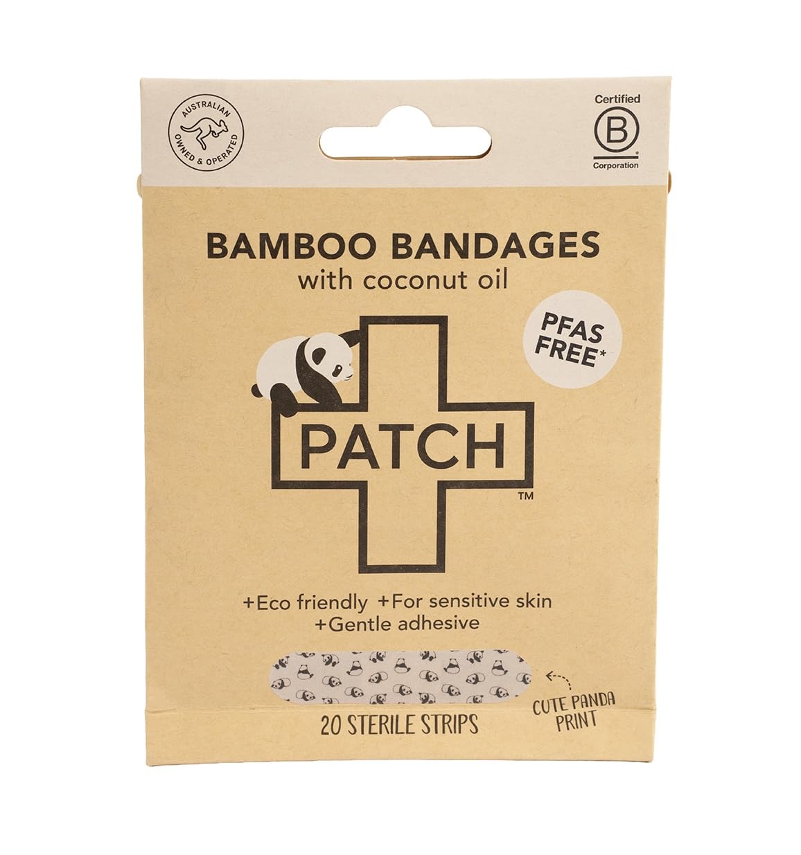 Patch panda-print bandage close-up for gentle protection on sensitive skin.