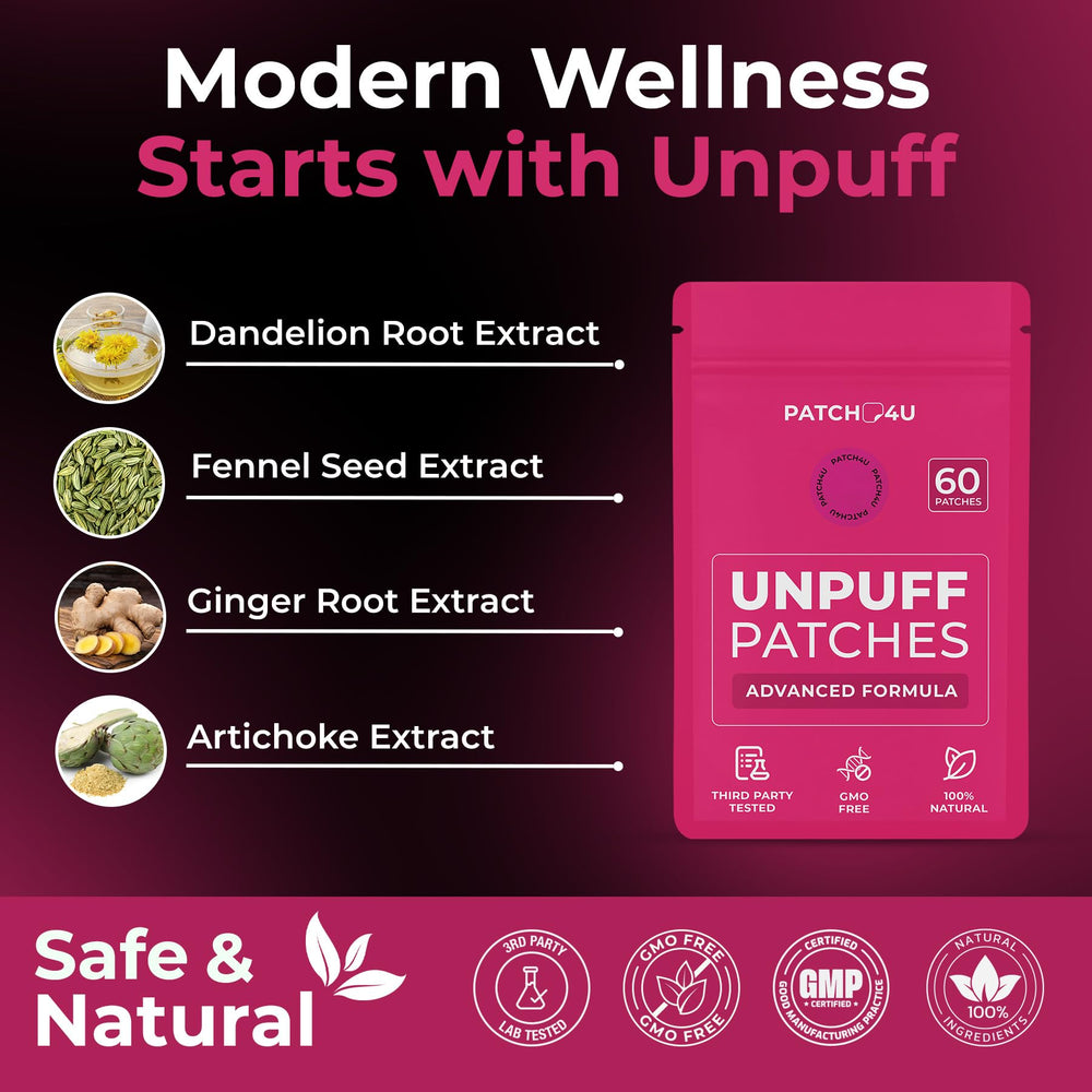 PATCH4U Unpuff Patch ingredients include dandelion and ginger for natural support.