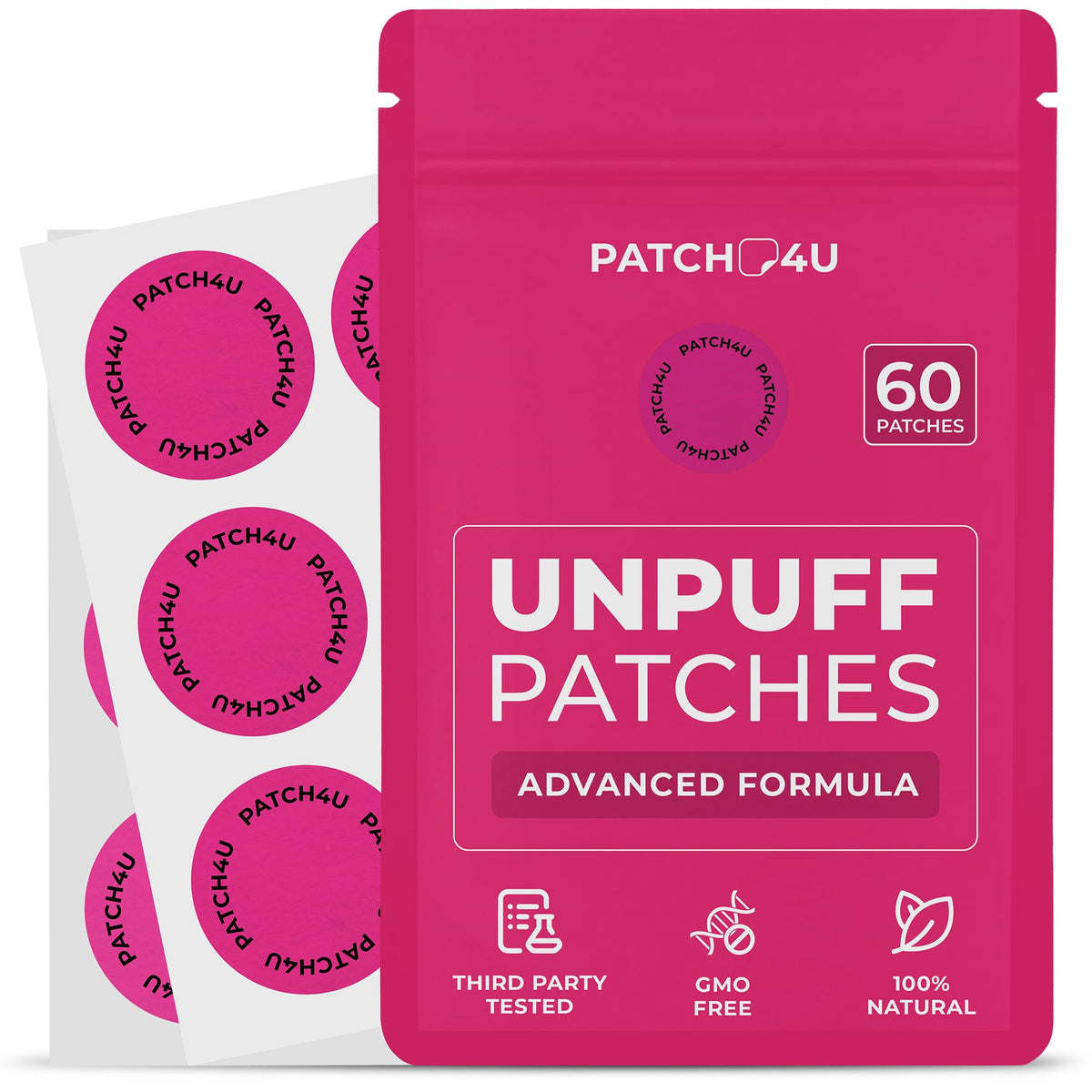 PATCH4U Unpuff Patch on skin showing comfortable all-day wear.