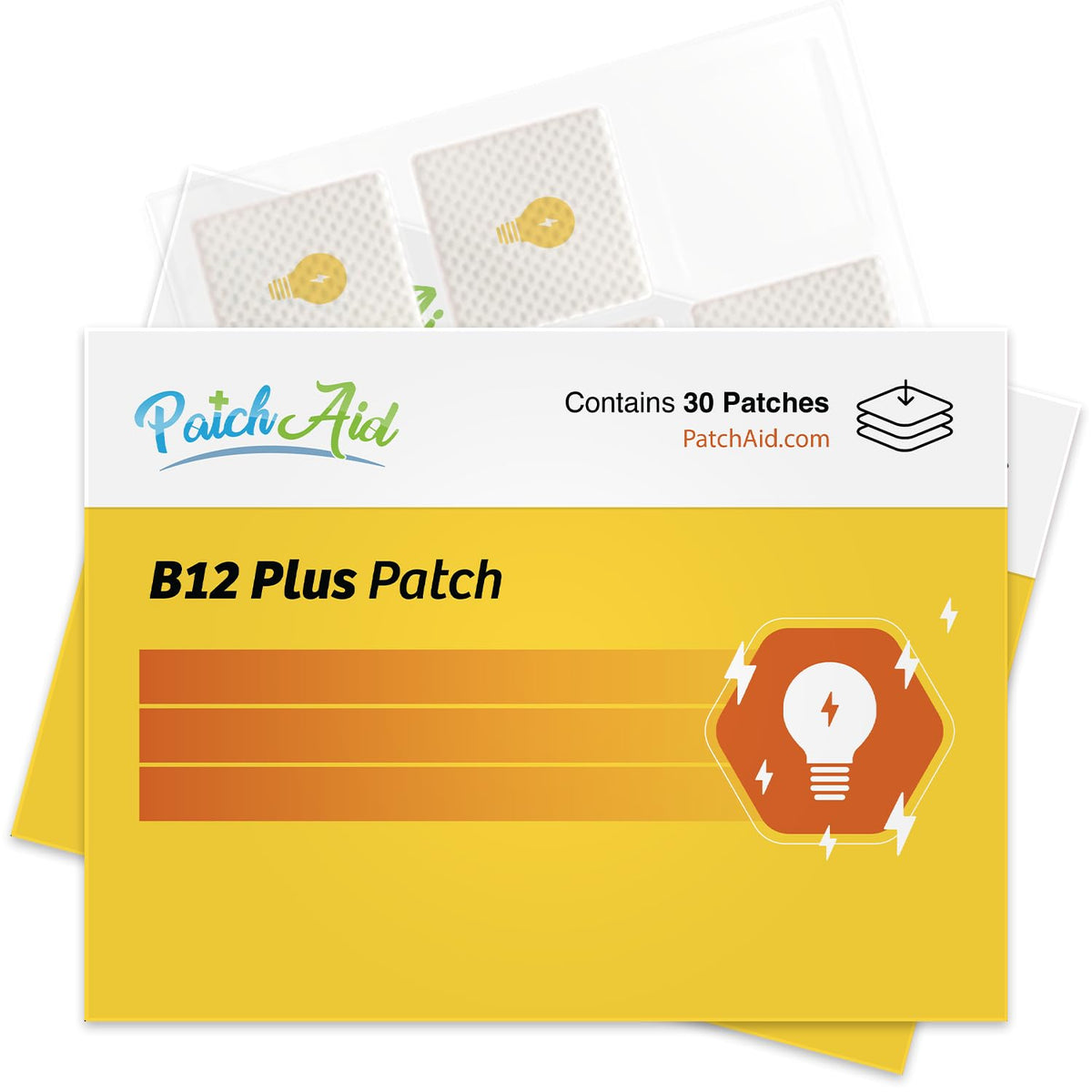PatchAid B12 Energy Plus box and patches ready for daily use