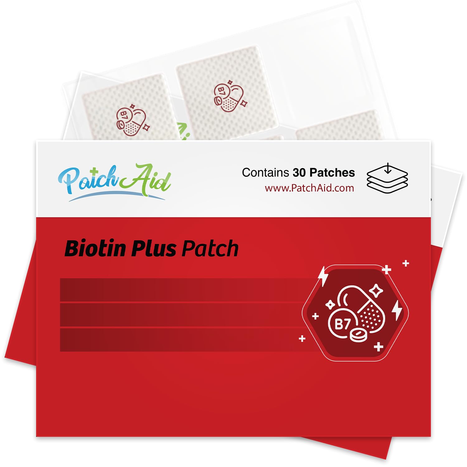 PatchAid Biotin Plus patch pack for convenient daily use.