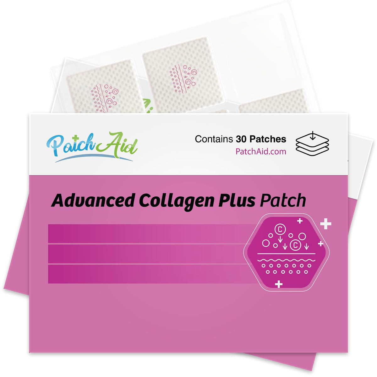 PatchAid Collagen Plus patch packaging showing the user-friendly box.