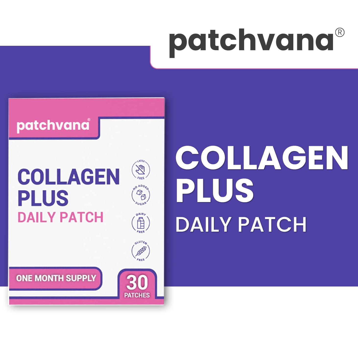 Patchvana Collagen Plus Patch closeup reveals a transparent, nearly invisible design