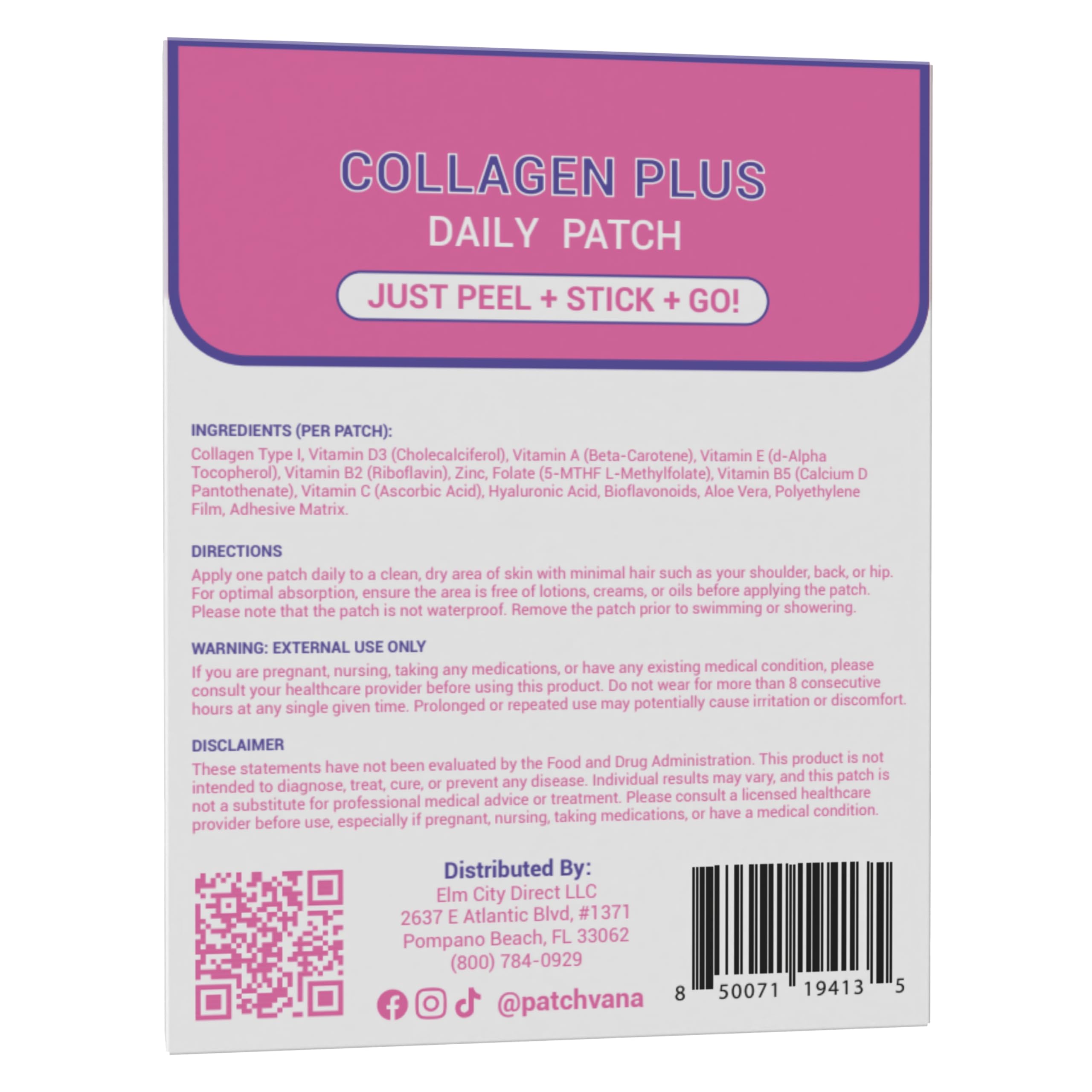 Patchvana Collagen Plus Patch on-skin clear adhesive demonstrates discreet daily wear