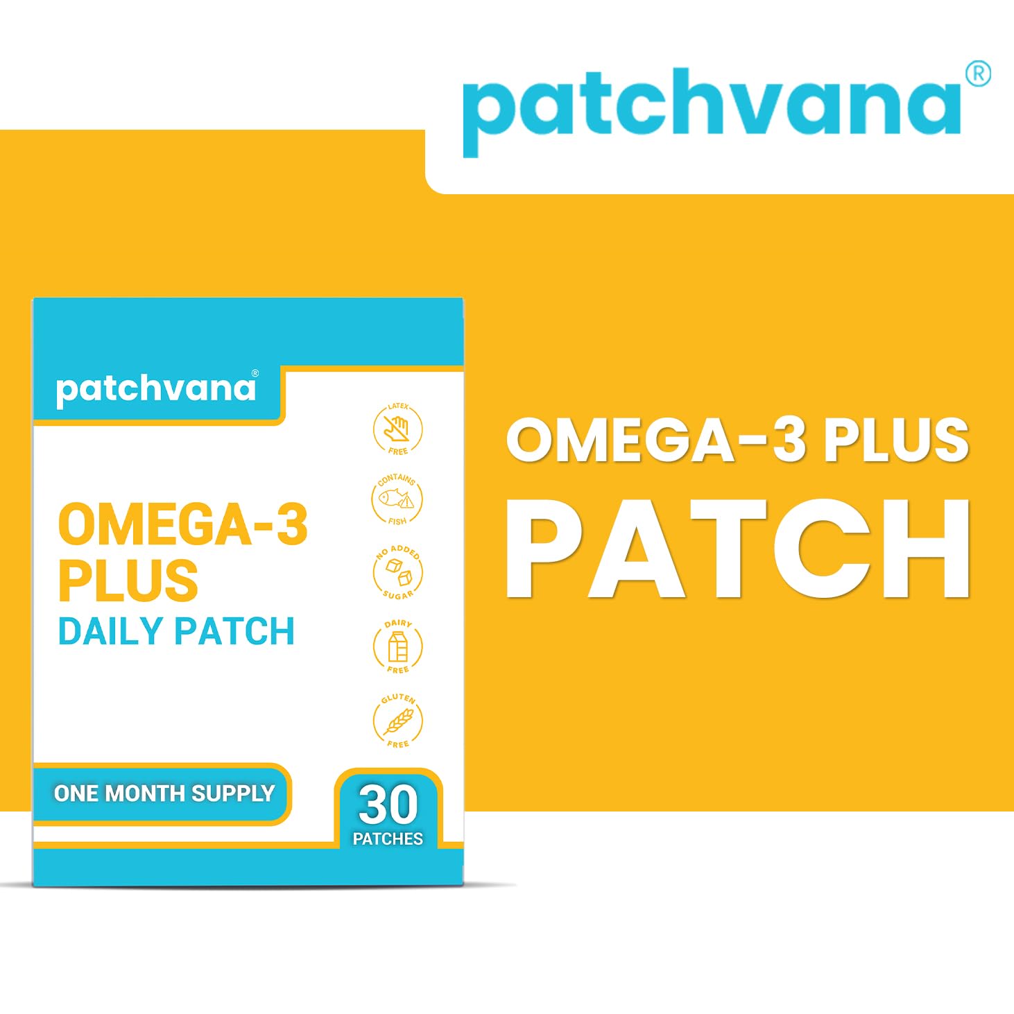 Close-up view of Patchvana Omega-3 patch design