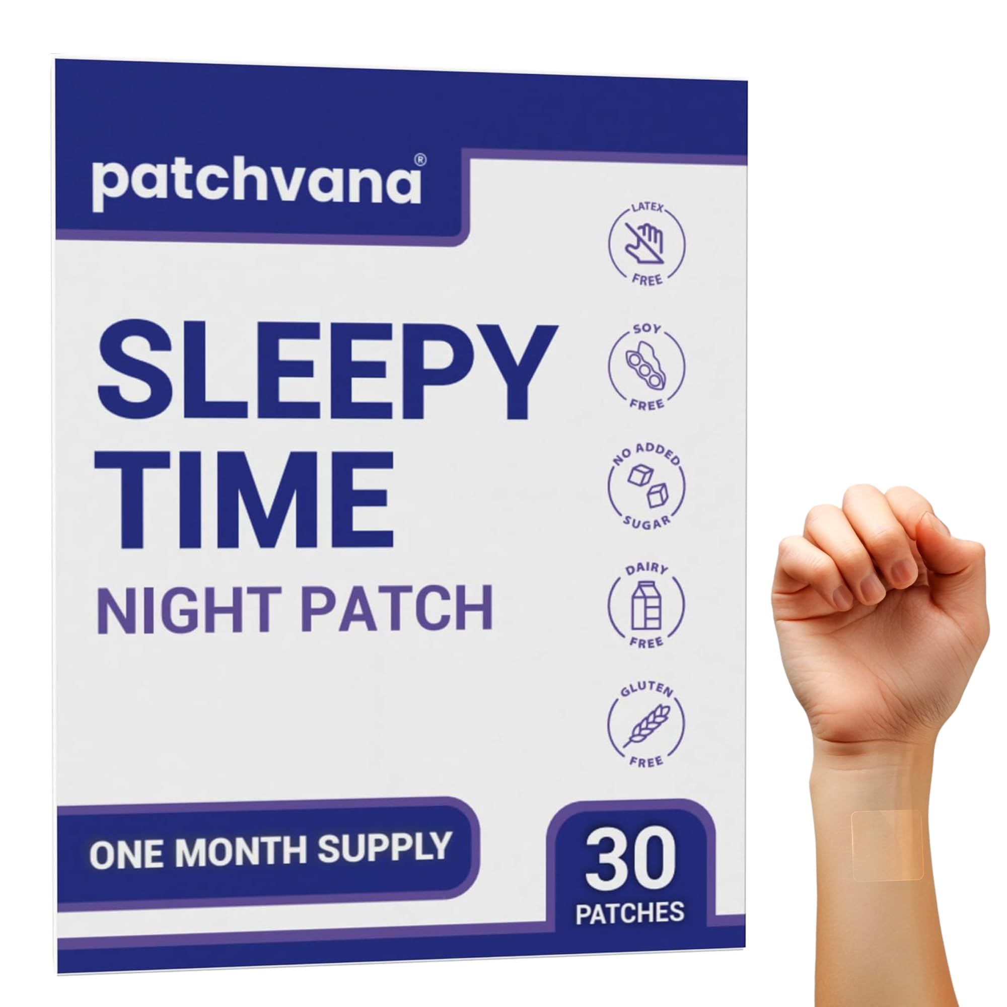 Travel-ready Patchvana Sleep Patch on nightstand for use.