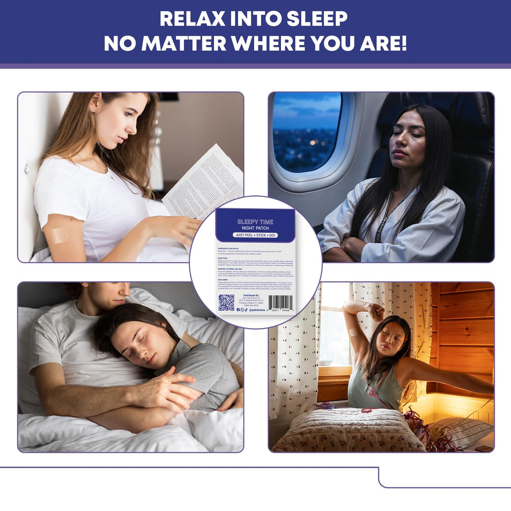 Patchvana Sleep Patch worn discreetly under clothing for travel.