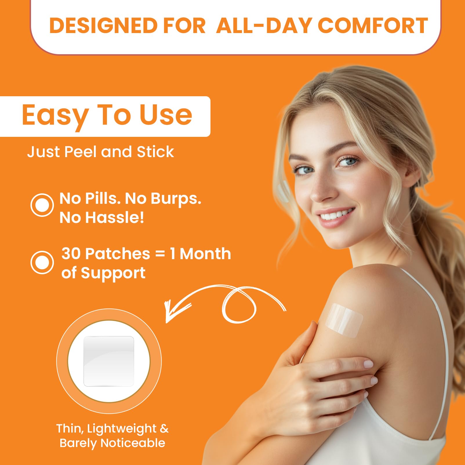 Patchvana turmeric patch demonstrating skin-friendly adhesion for comfortable wear.