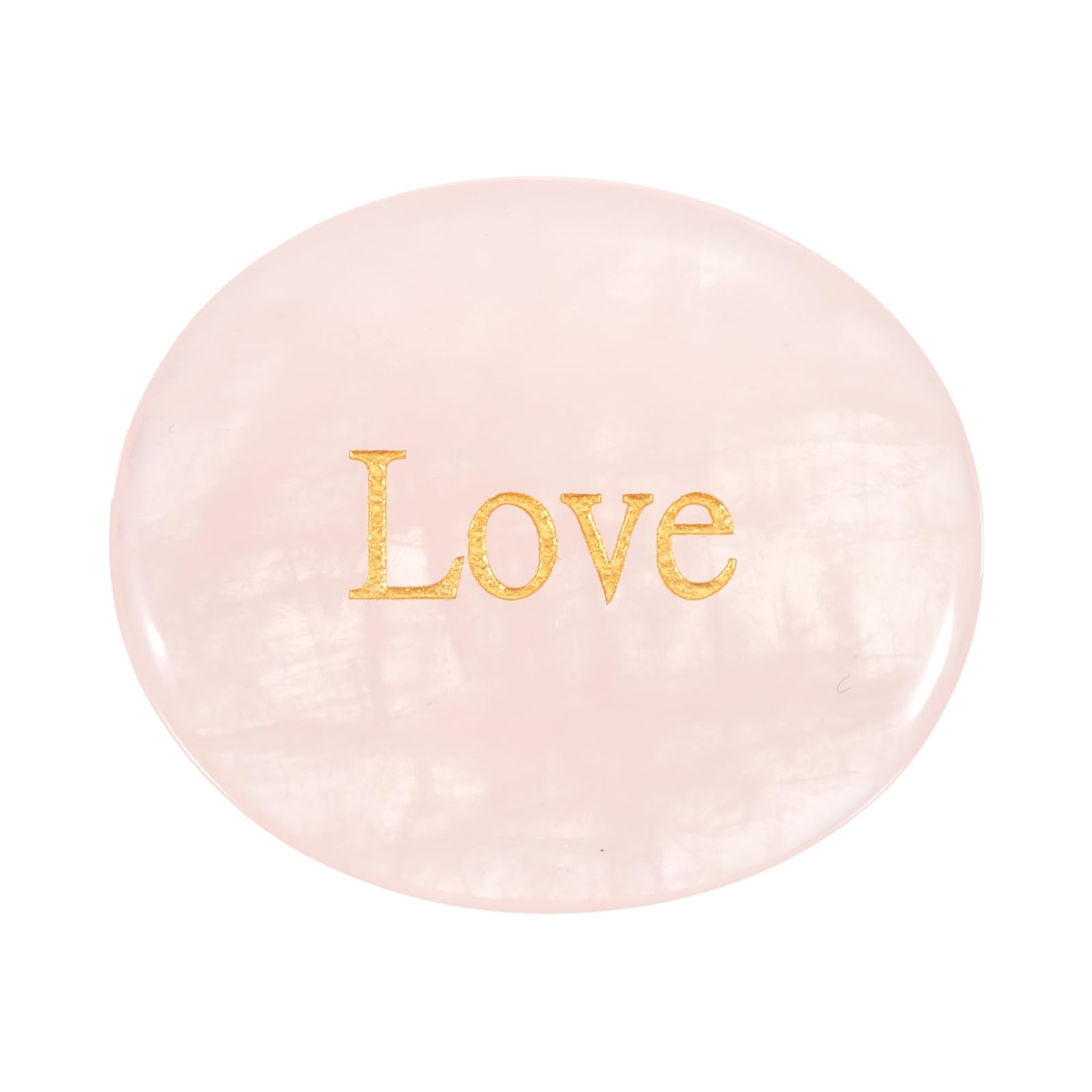 PATIKIL thumb worry stone in rose quartz oval with inspirational words for handheld calm.