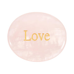 PATIKIL thumb worry stone in rose quartz oval with inspirational words for handheld calm.