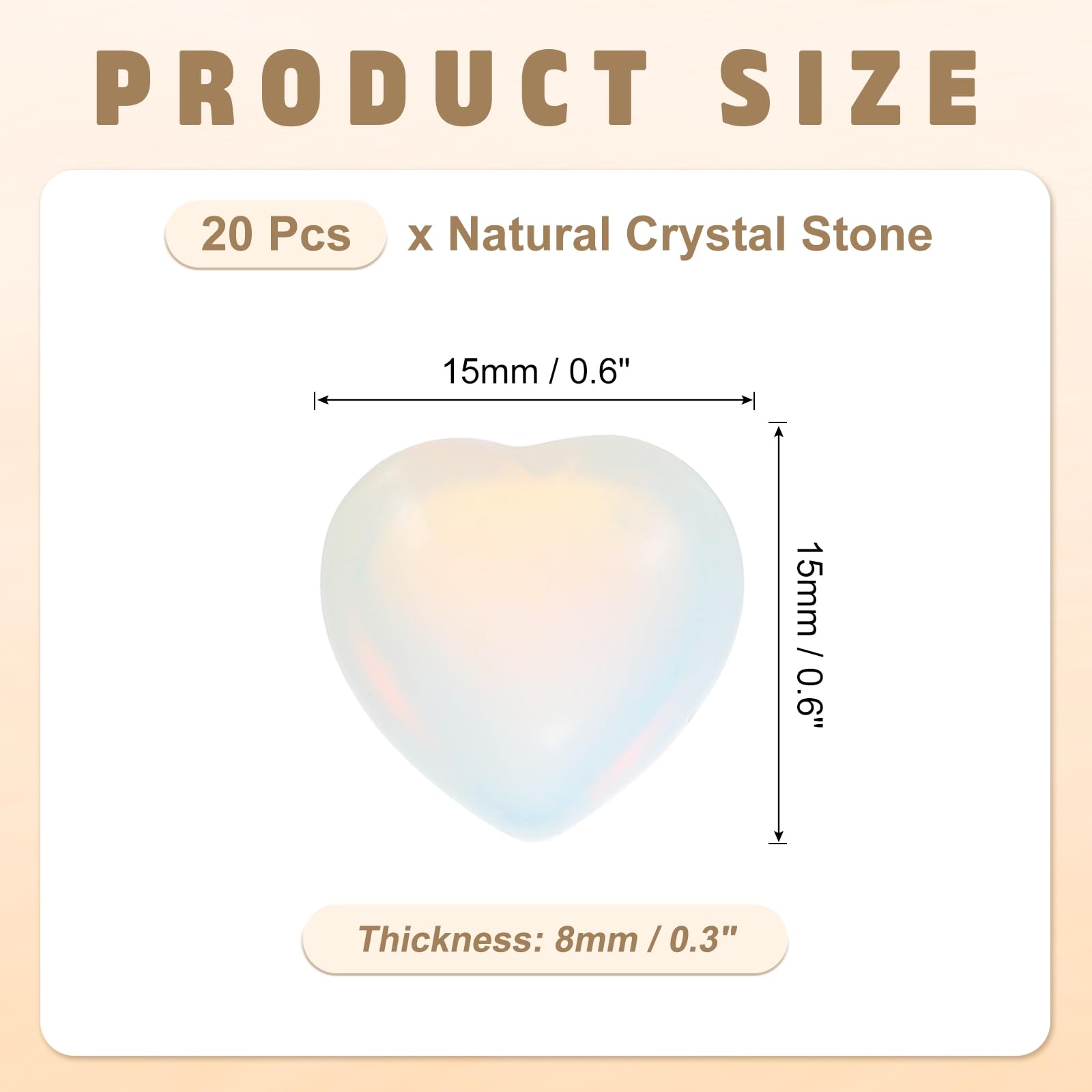PATIKIL heart crystal; 0.6 inch size, ideal pocket worry stone
