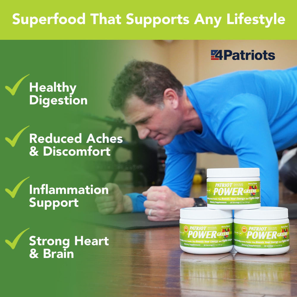 Patriot Power Greens being poured into a glass for easy daily use