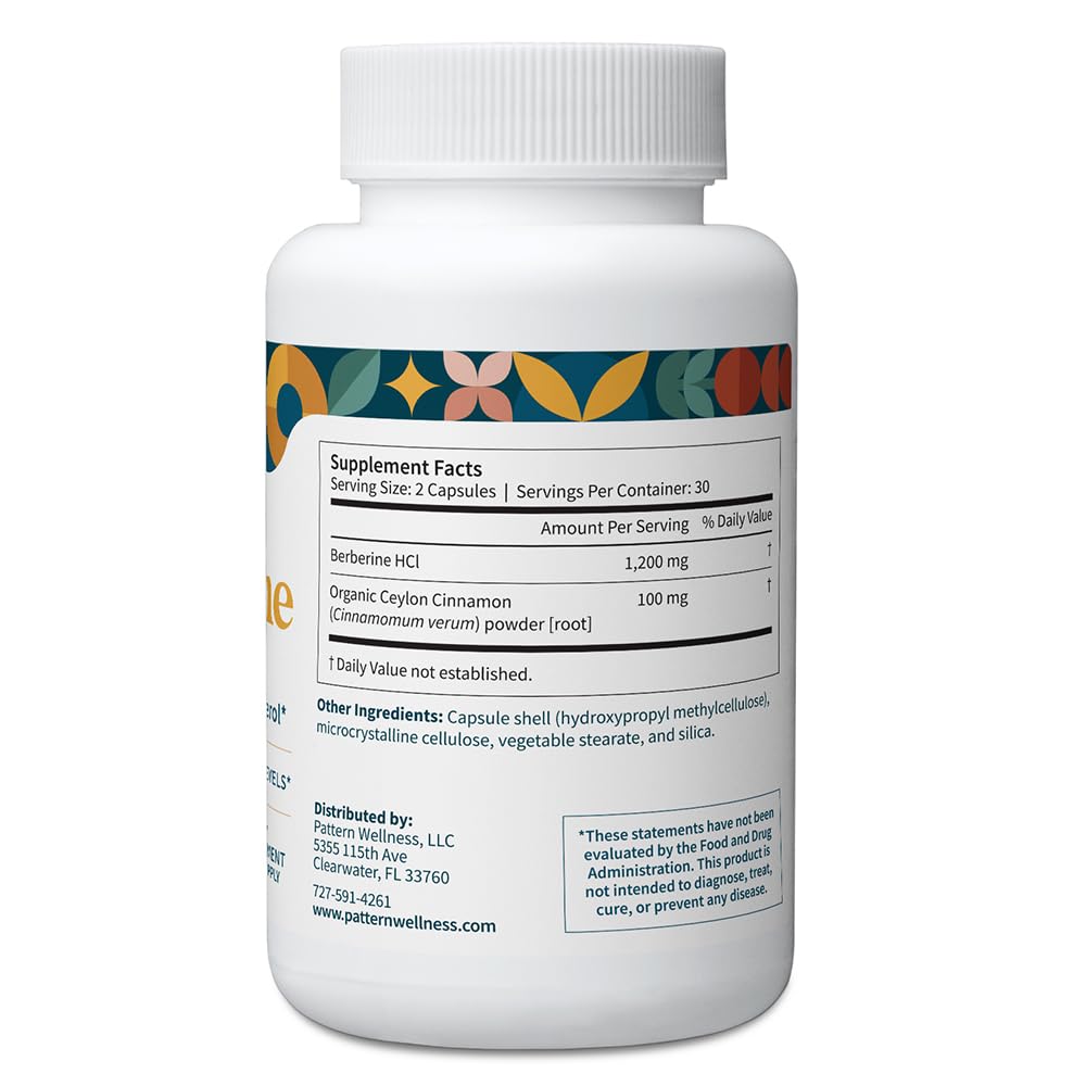 Pattern Wellness cinnamon sticks with capsules suggest a simple daily routine.