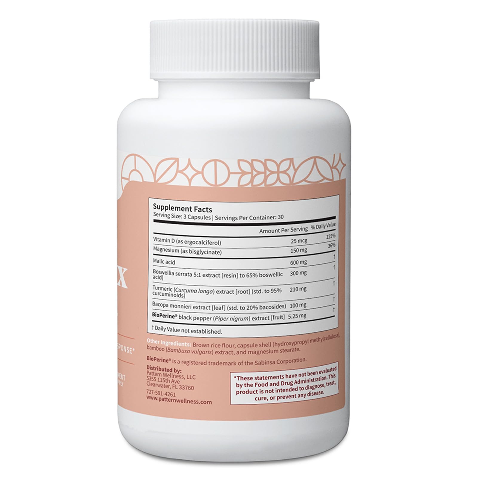 Pattern Wellness Fibro Complex bio-perine bottle highlights nutrient absorption