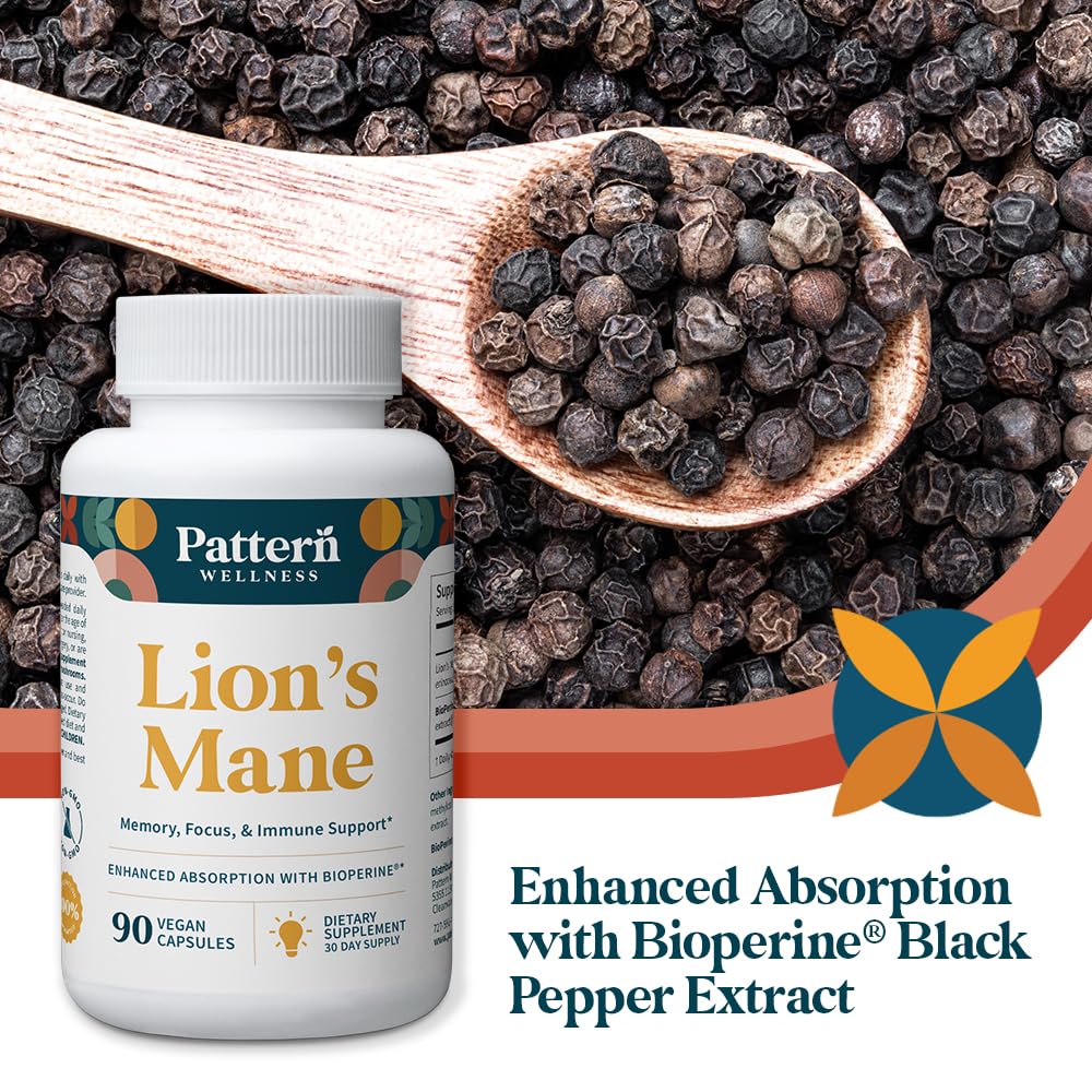 Pattern Wellness Lion's Mane capsules in daily routine context