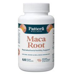 Pattern Wellness Maca bottle front showing daily vitality and balance.