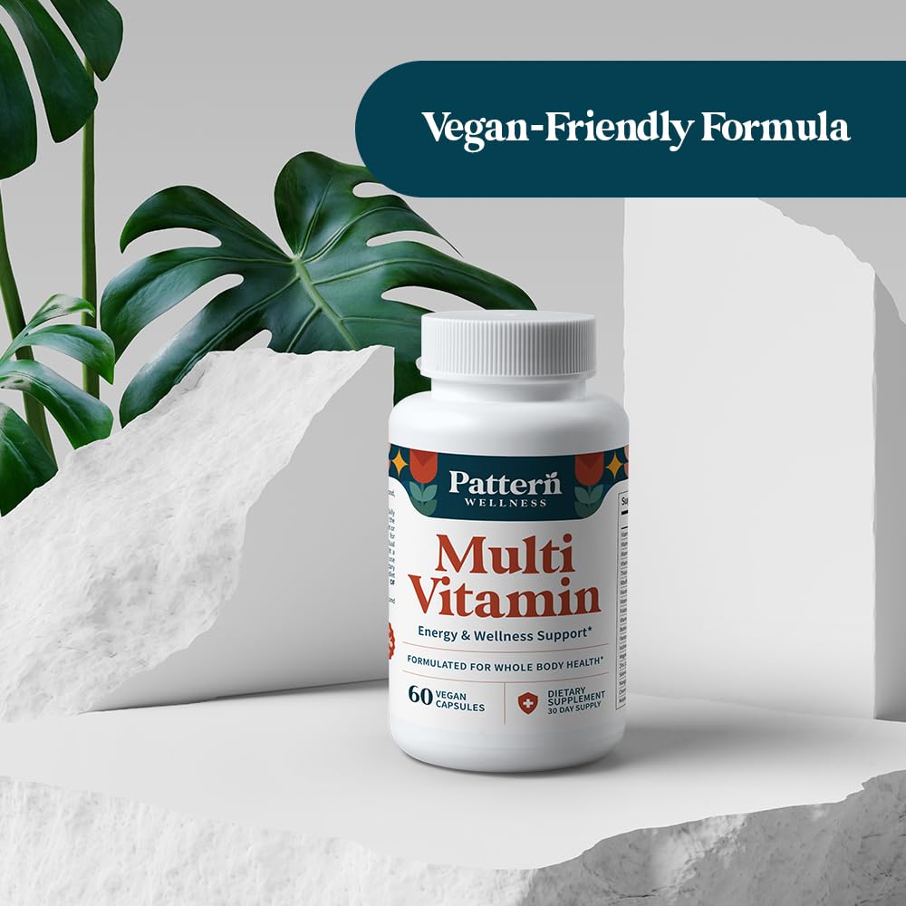 Pattern Wellness glass bottle conveys premium quality and easy dosage.