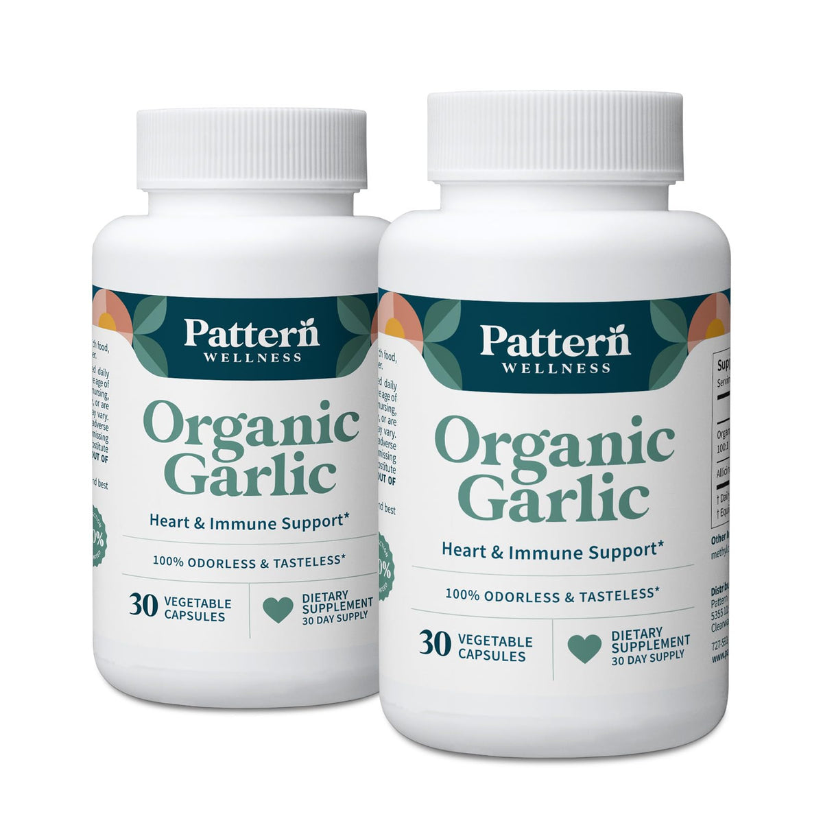 Pattern Wellness odorless organic garlic bottle for easy daily circulatory support