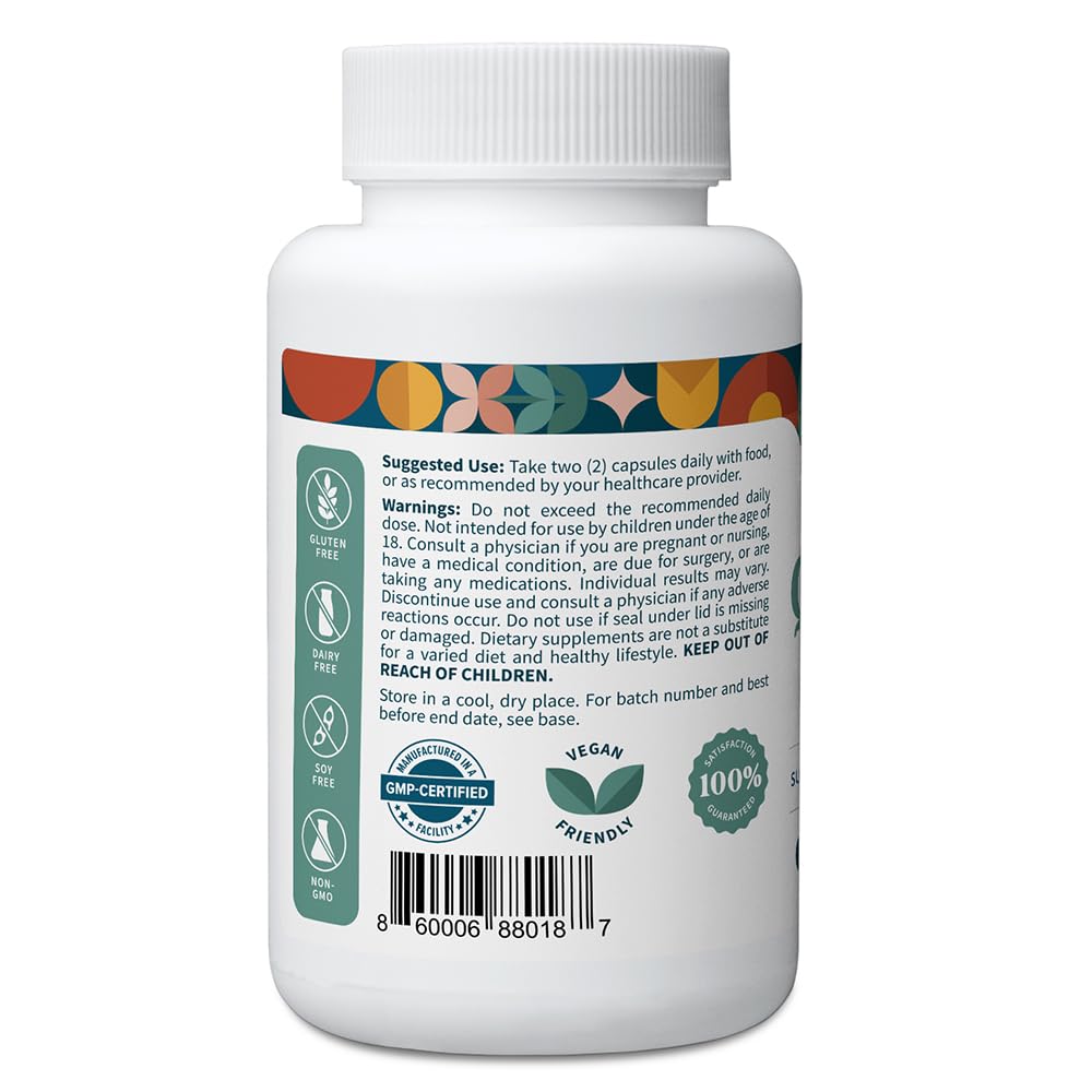 Pattern Wellness quercetin bottle label closeup shows ingredients and clean vegan formula.